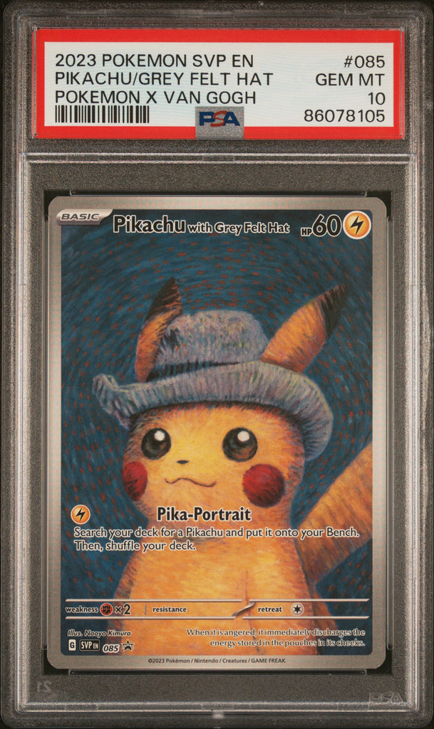 PSA10*** 2023 POKEMON SVP PIKACHU/GREY FELT HAT 085