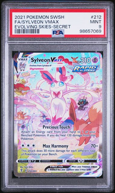 FA/SYLVEON VMAX EVOLVING SKIES-SECRET 2021 POKEMON SWORD & SHIELD EVOLVING SKIES PSA MINT 9
