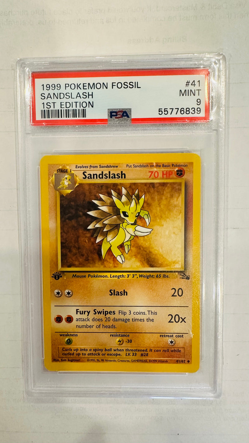 SANDSLASH 1ST EDITION 1999 POKEMON FOSSIL PSA MINT 9