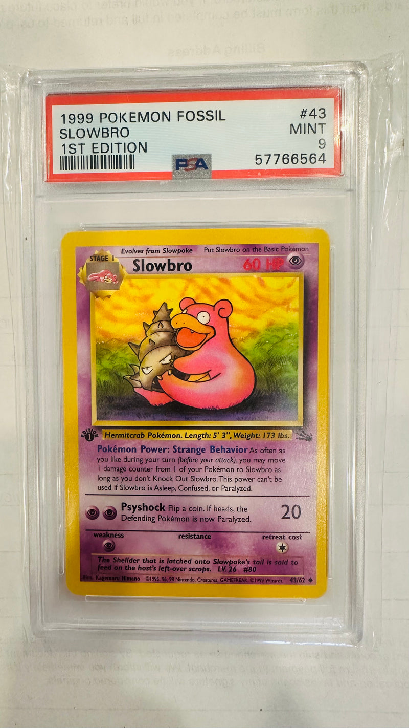 SLOWBRO 1ST EDITION 1999 POKEMON FOSSIL PSA MINT 9