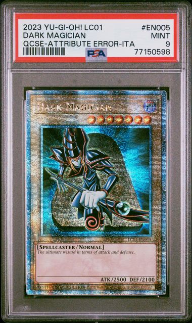 DARK MAGICIAN QCSE-ATTRIBUTE ERROR-ITA 2023 YU-GI-OH! LC01-LEGENDARY COLLECTION: 25TH ANNIVERSARY EDITION PSA MINT 9