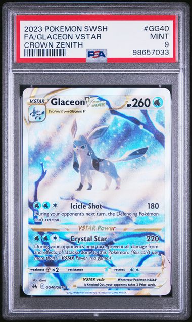 FA/GLACEON VSTAR CROWN ZENITH 2023 POKEMON SWORD AND SHIELD CROWN ZENITH PSA MINT 9