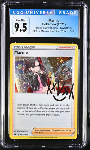 ***CGC9.5*** 2021 POKEMON SWSH BSP PREMIUM TOURN. COLL. MARNIE HOLO SWSH120