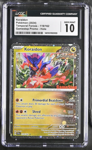 ***CGC GEM MINT 10*** 2024 POKEMON SV5 TEMPORAL FORCES GAMESTOP PROMO KORAIDON HOLO 119/162
