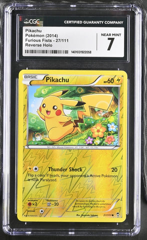 ***CGC7*** 2014 POKEMON XY FURIOUS FISTS PIKACHU REVERSE HOLO 27/111