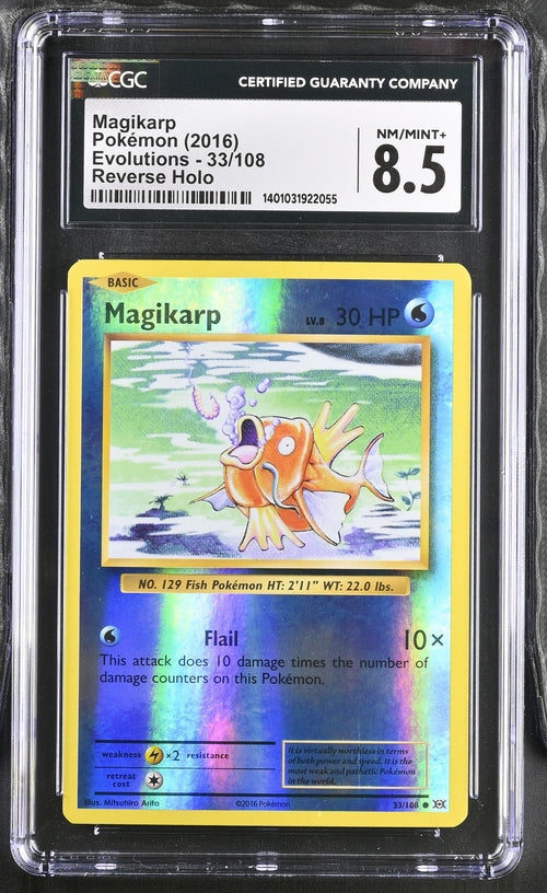 ***CGC8.5*** 2016 POKEMON XY EVOLUTIONS MAGIKARP REVERSE HOLO 33/108