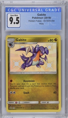 ***CGC9.5*** 2019 POKEMON HIDDEN FATES GABITE HOLO SV39/SV94