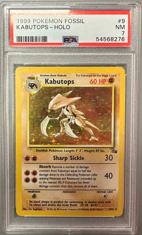 ***PSA7*** 1999 POKEMON FOSSIL KABUTOPS HOLO 9/62