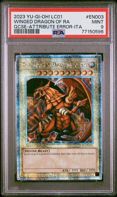 WINGED DRAGON OF RA QCSE-ATTRIBUTE ERROR-ITA 2023 YU-GI-OH! LC01-LEGENDARY COLLECTION: 25TH ANNIVERSARY EDITION PSA MINT 9